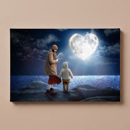 Personalized Heart Moon portrait canvas
