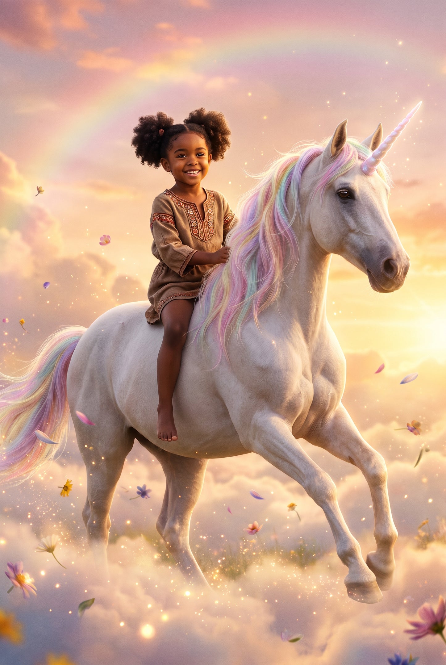 Personalized unicorn rider artwork shown on canvas
