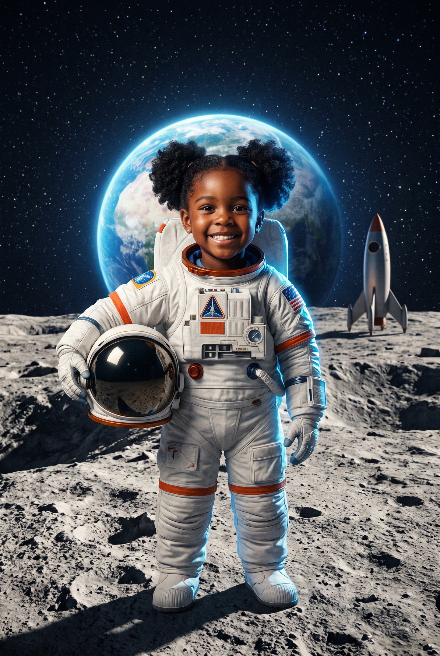 Personalized astronaut artwork shown on canvas