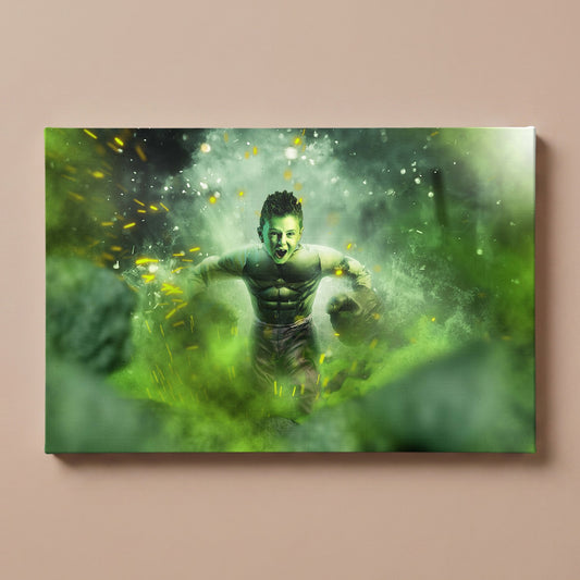 Personalized Green Giant portrait canvas