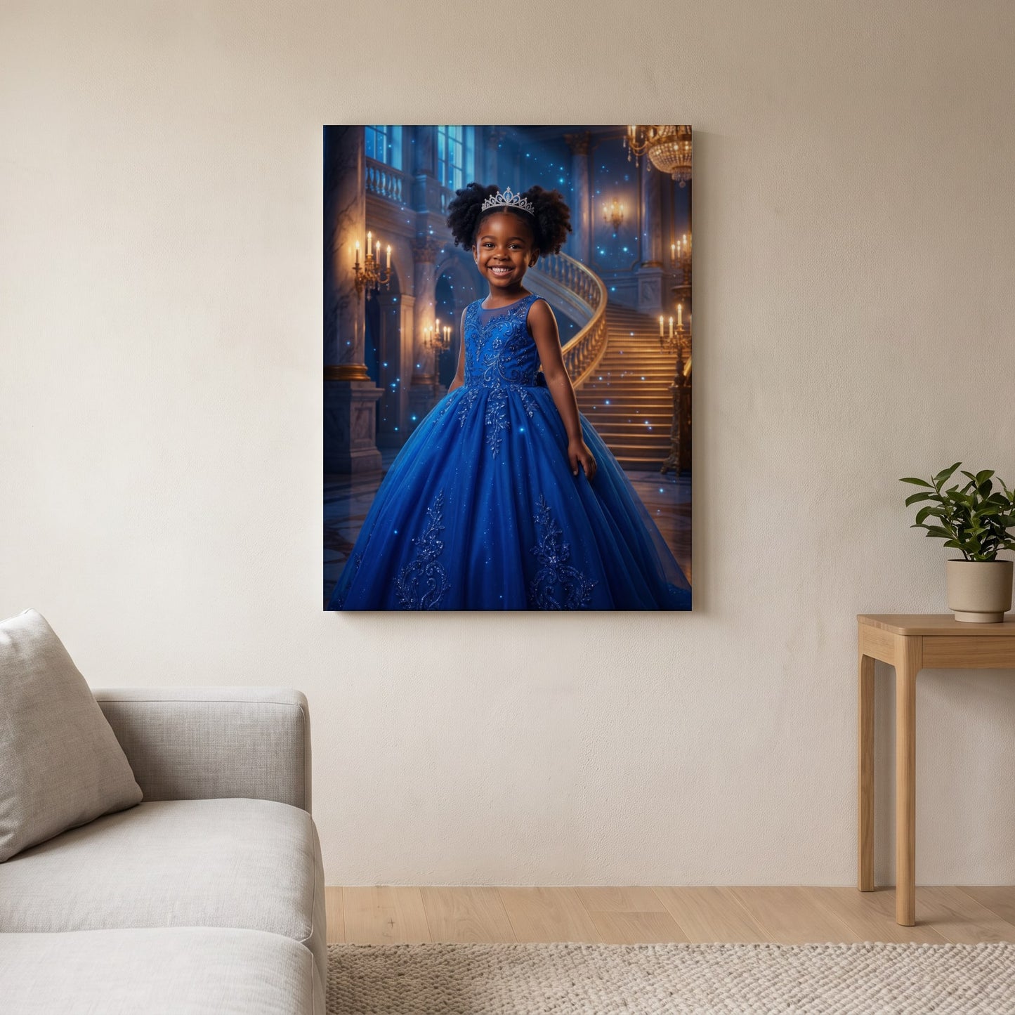 Personalized princess artwork shown on canvas