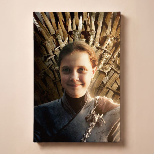 Personalized fantasy throne portrait canvas