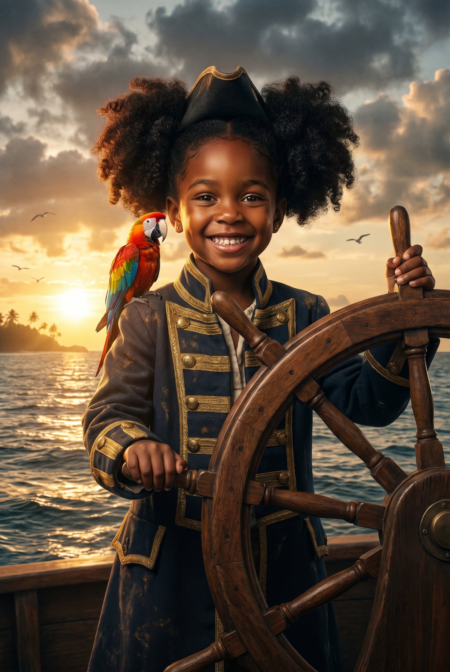 Personalized pirate captain artwork shown on canvas