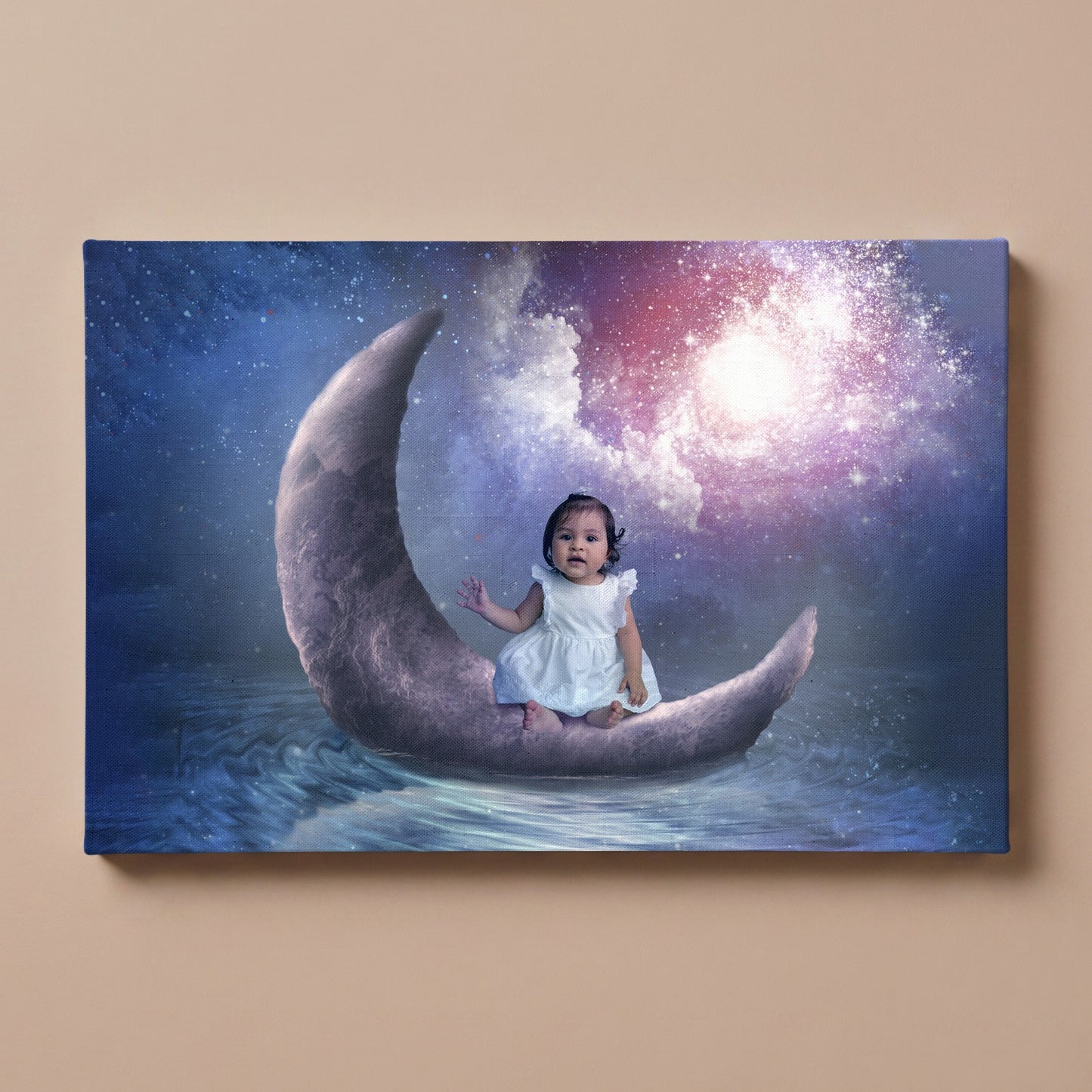 Personalized Floating Moon portrait canvas