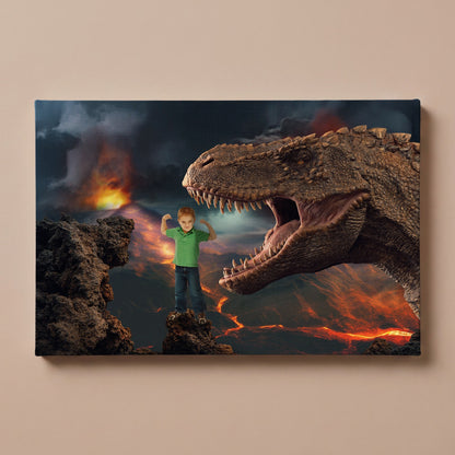 Personalized Hungry Dino portrait canvas