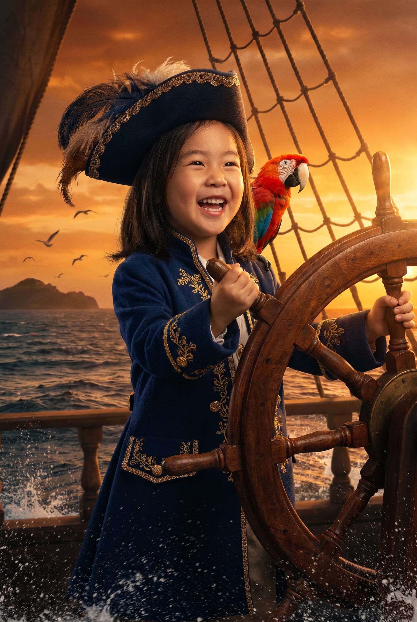 Personalized pirate captain artwork shown on canvas