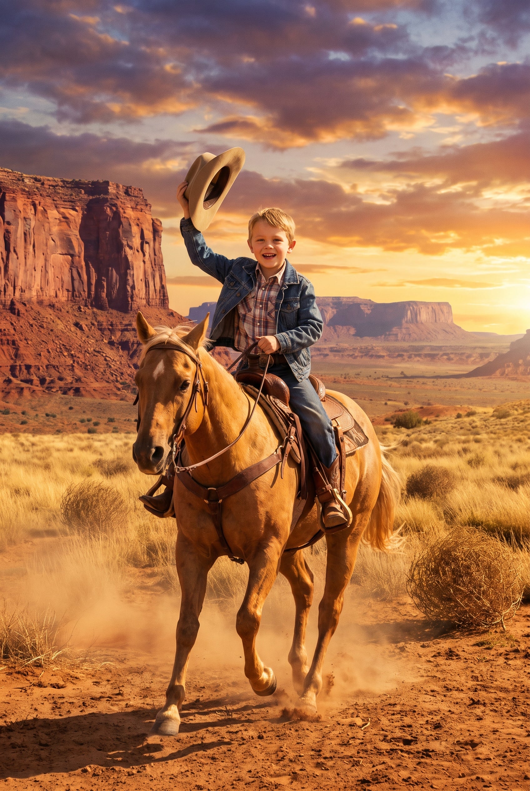 Personalized cowboy artwork shown on canvas