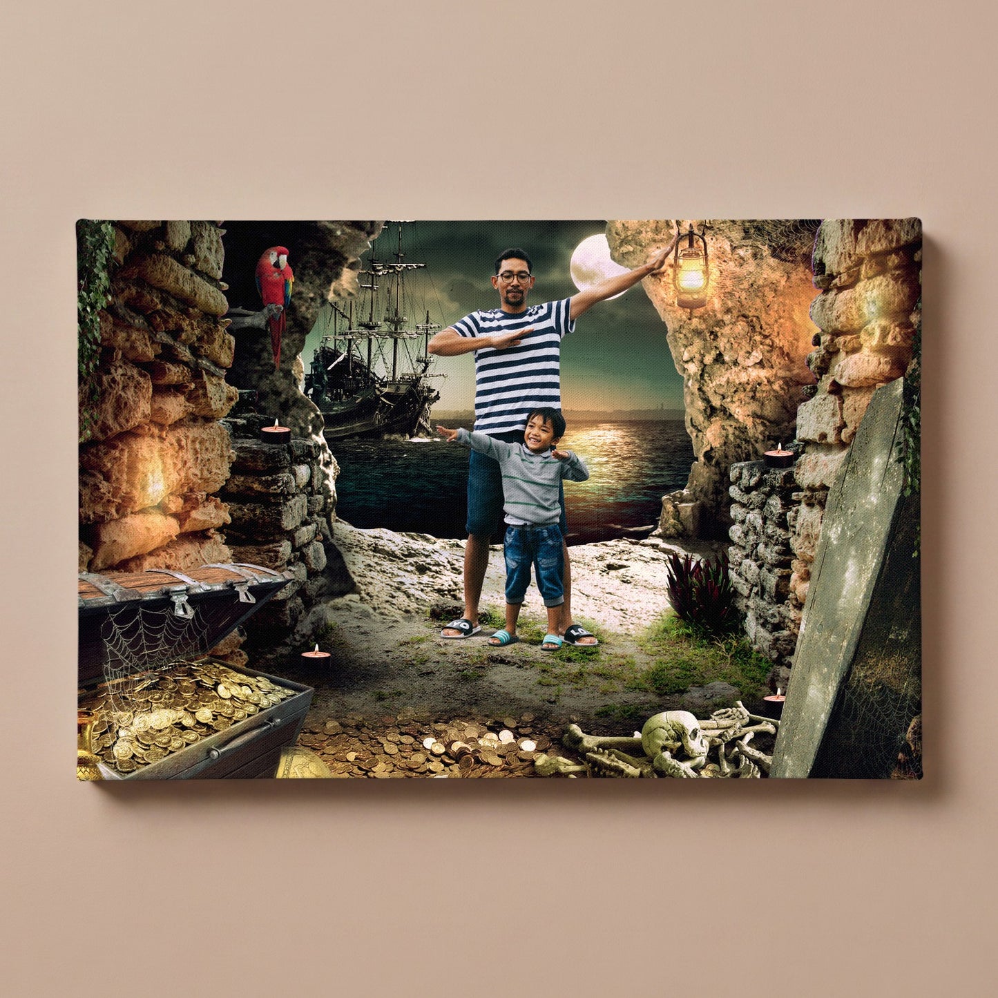 Personalized Pirate Treasure portrait canvas