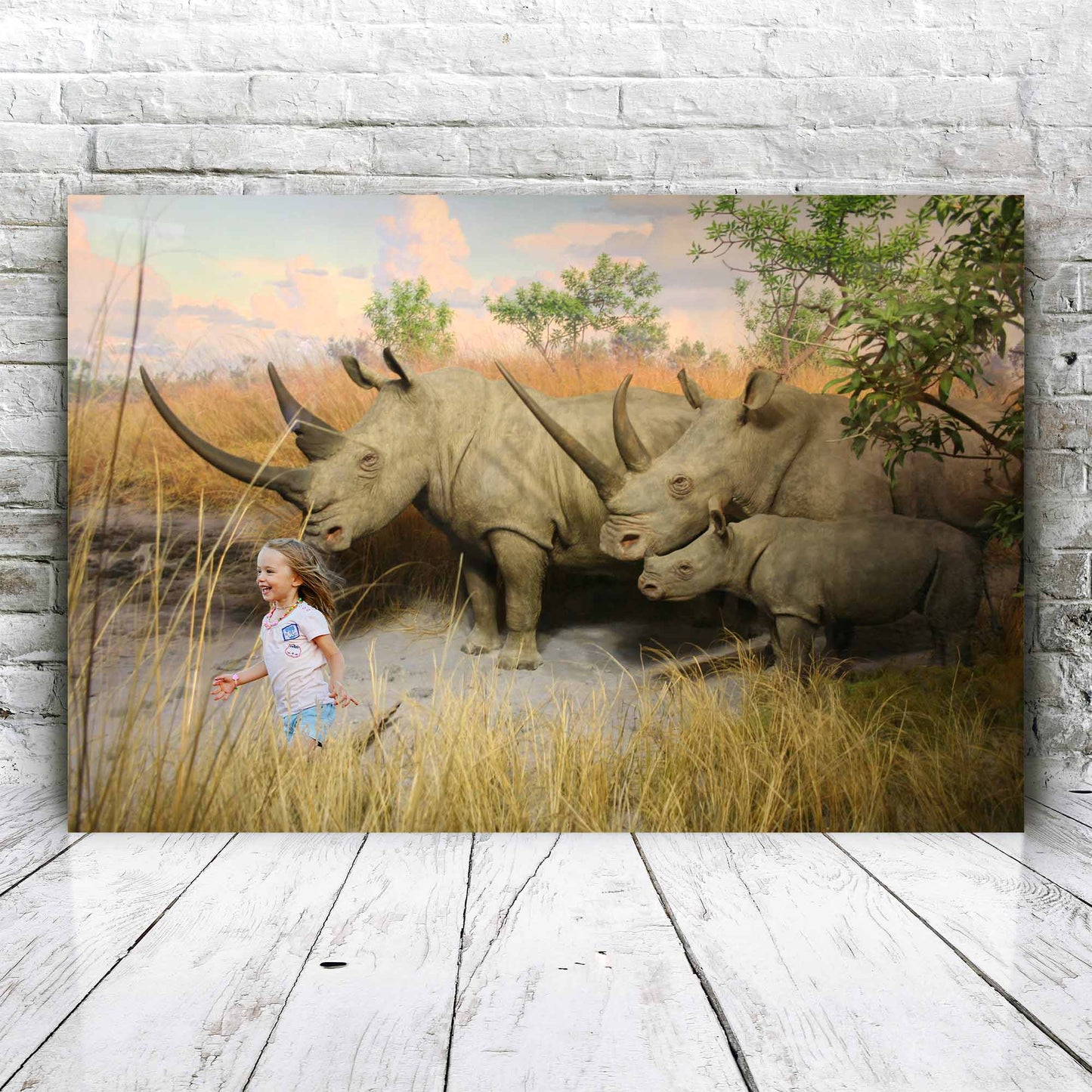Neushoorn familie - Unieke Foto
